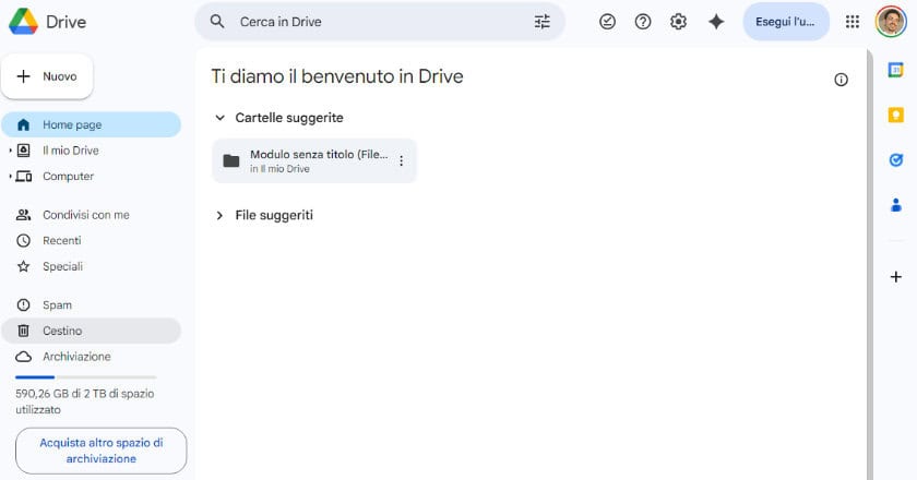 come funziona Google Drive pagina principale