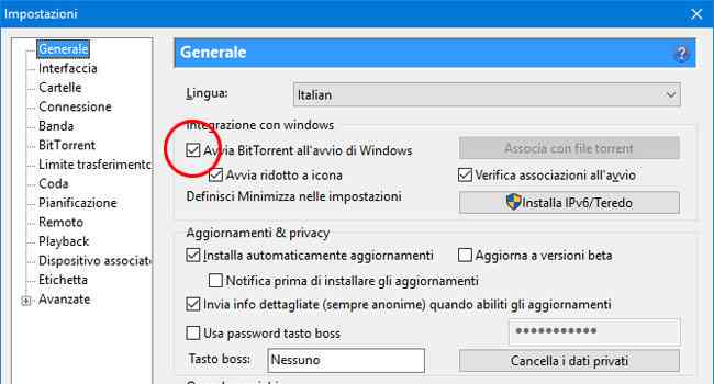 avvia bittorrent avvio di windows