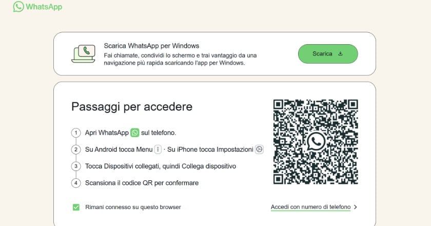 whatsapp web scansione qr code