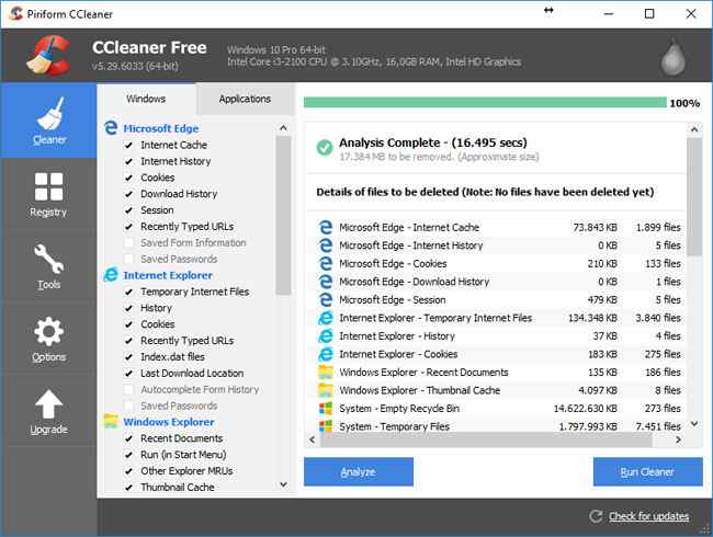 CCleaner Windows 10