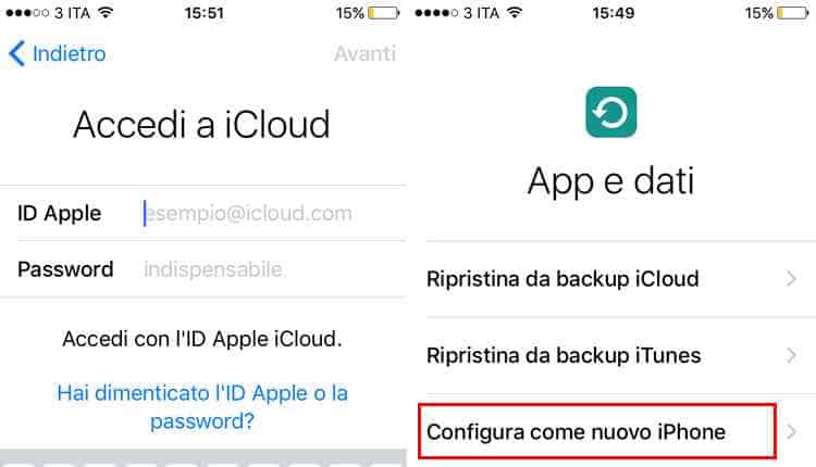 creare id apple primo accesso