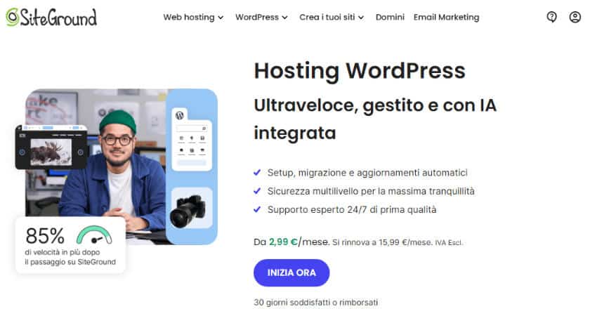 home page siteground hosting wordpress