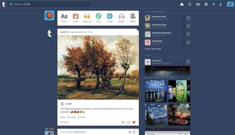 come funziona tumblr dashboard