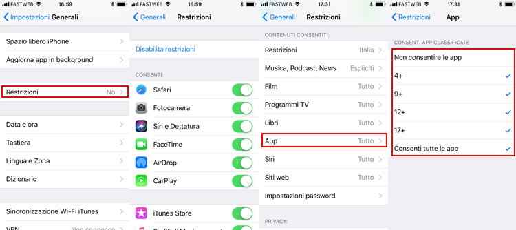 nascondere app iphone abilitando restrizioni ios