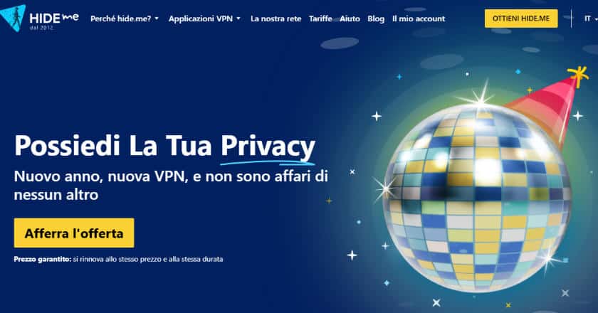 home page sito Hide.me VPN Free