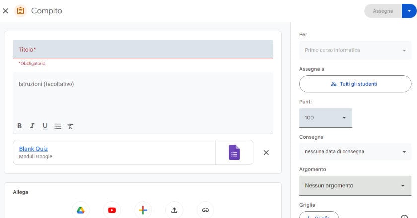 Come Usare Classroom: Guida Completa Per Docenti E Studenti 9 Classroom creare compito corso con quiz