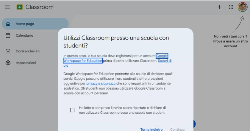 Come Usare Classroom: Guida Completa Per Docenti E Studenti 6 Classroom avviso creazione corso da docente scuola