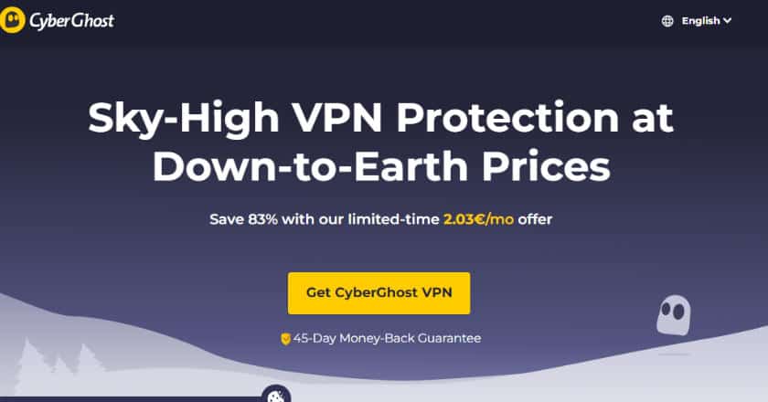Home Page sito Cyber Ghost VPN