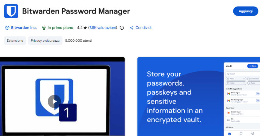 bitwarden estensione browser