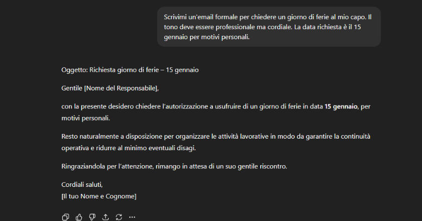 prompt efficace scrivere email su chatgpt
