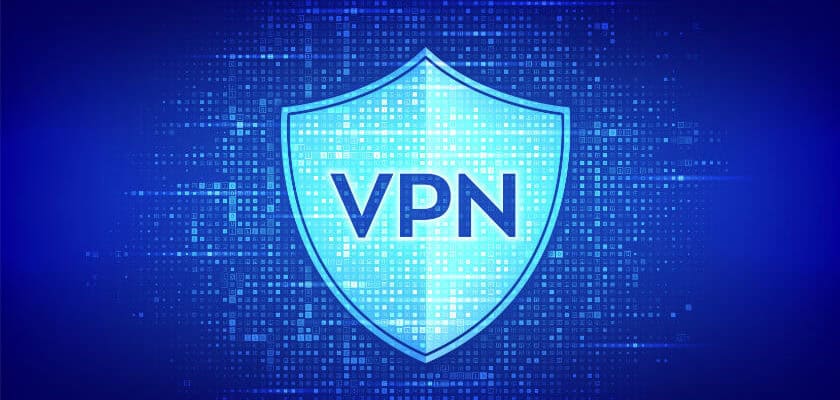 migliori vpn 2026 scudo celeste con scritta VPN in blu su sfondo blu con codici di programmazione in sovra impressione