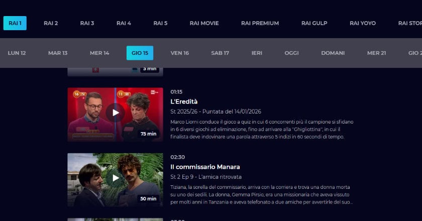 Come Funziona RaiPlay come rivedere i programmi rai, replay