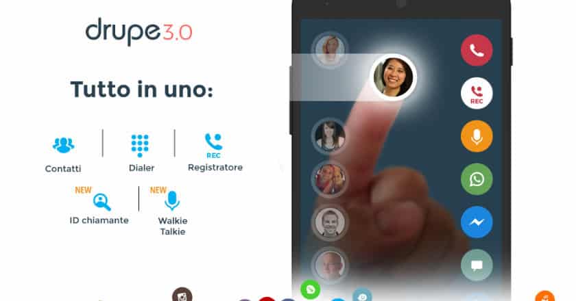 Drupe Android applicazione gestione contatti