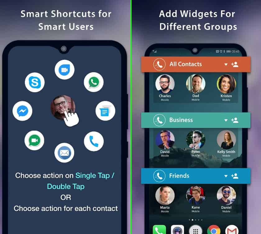 Speed Dial Widget applicazione gestione contatti