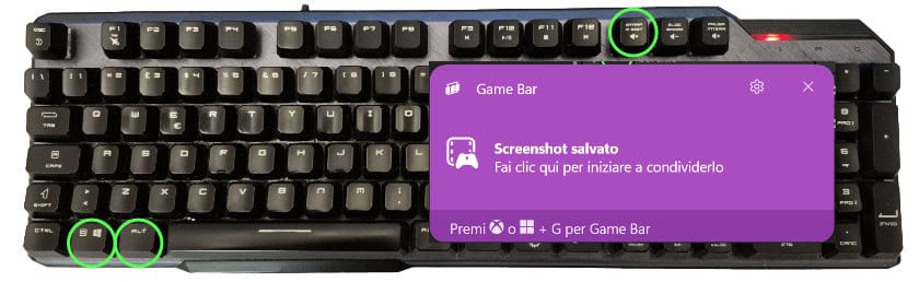 combinazione tasti screenshot tastiera win alt stamp