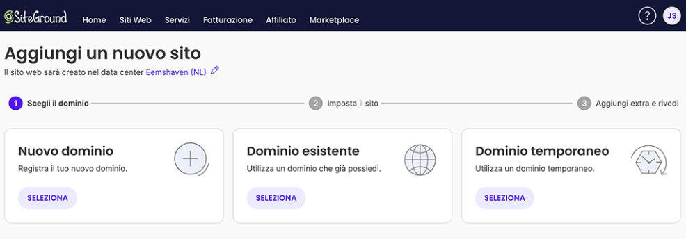 siteground aggiungi dominio